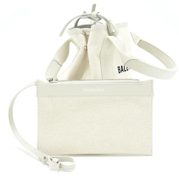 Balenciaga XS Navy Cabas Bag White Cream Black Logo Print Tote NWT - Picture 11 of 11